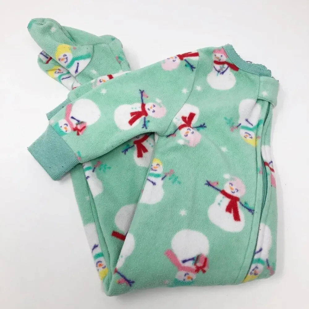 Carter's Baby Footie 6M Holiday Christmas Snowman Flame Resistant Fleece